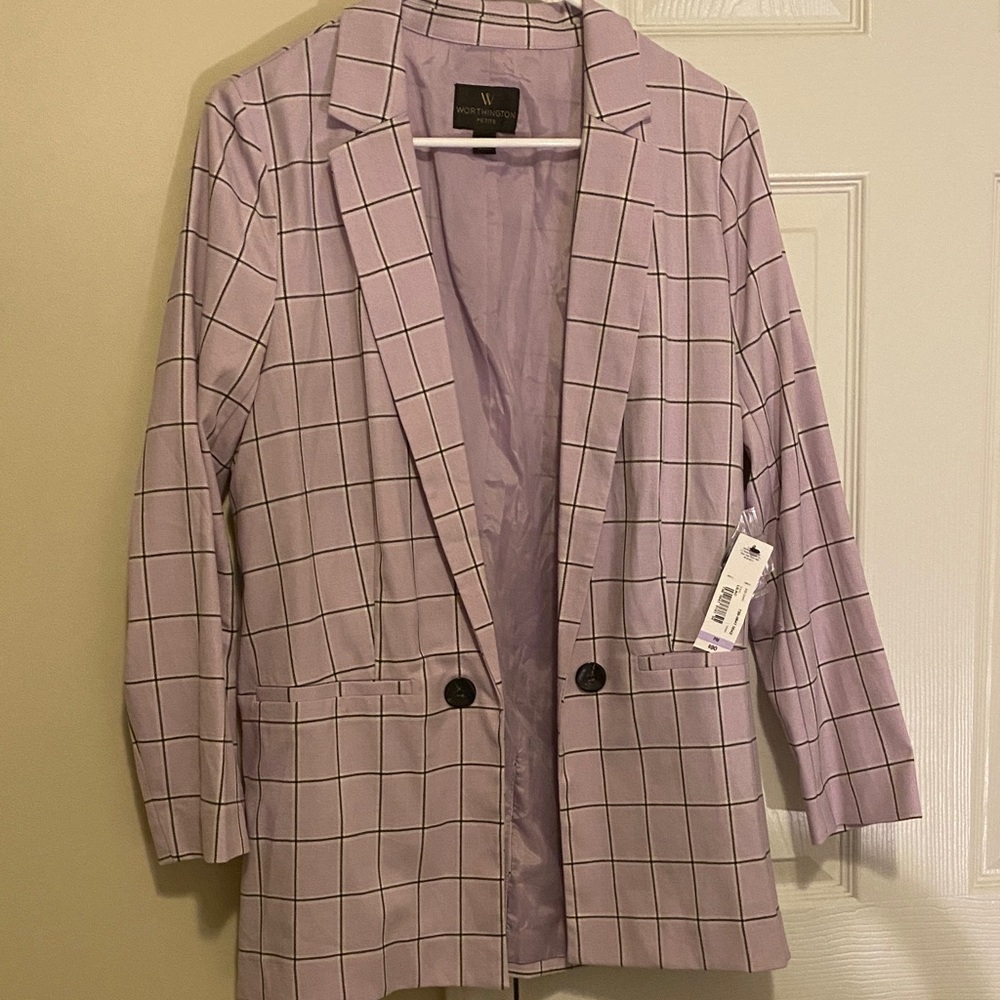 Willi Smith Lilac Checkered Blazer